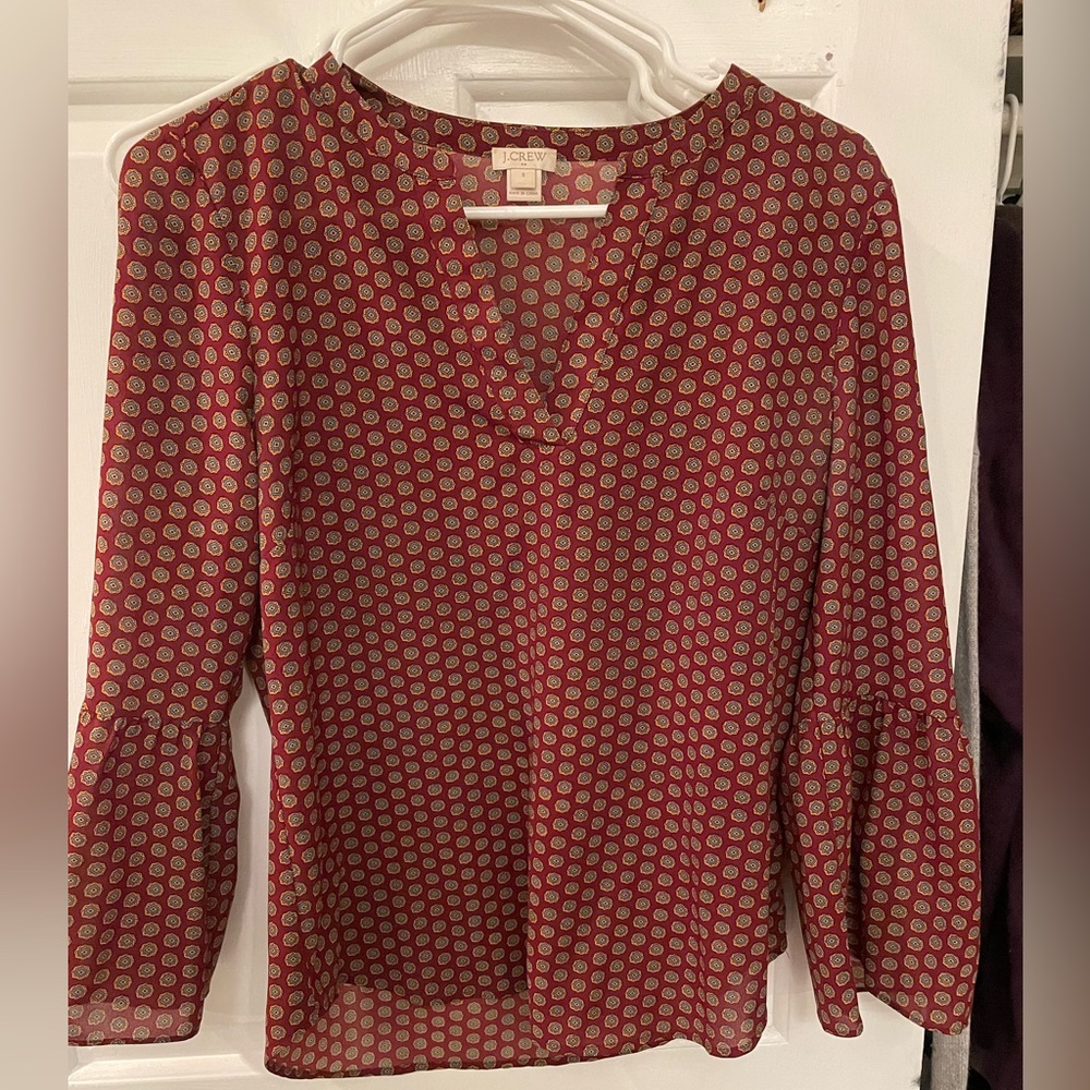 Jcrew bell sleeve chiffon shirt